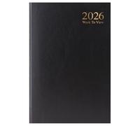 A4 2026 Week to View Diary Black Hardback Weekly Planner with Ribbon Marker Office, Business & Personal Use Durable Hardcover Appointment Book