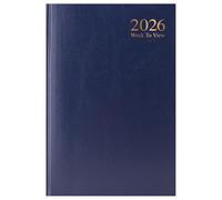 A4 2026 Week to View Diary Blue Hardback Weekly Planner with Ribbon Marker Office, Business & Personal Use Durable Hardcover Appointment Book