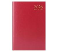 A4 2026 Week to View Diary Red Hardback Weekly Planner with Ribbon Marker Office, Business & Personal Use Durable Hardcover Appointment Book