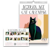 A4 2027 Modern Art Cat Calendar, Wall Calendar, 12 Months, Metal Binding with Hook. 210 x 297mm, Handmade, Cat Calednars of 2027, Cartoon Cats, Funny cats