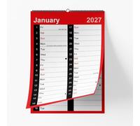 A4 2027 Wall Calendar Month To View Red And Black 12 Month Hanging Planner With Strip Includes UK Holidays, Important Dates And Moon Phases Home Office Family Organiser (A4, 2027)