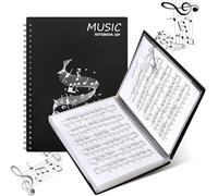 A4 20Pages Music Sheet Folder, Multifunctional Music Display Folder, 40 Pockets Writable Spiral Binder Song File Folder, Clef Paper Storage Blank Piano Concert Choral Folders Documents Holder Bag