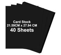 A4 (21.59 cm x 29.84 cm) Craft Cardstock, Cardstock Paper A4 Black Printer Paper Card, 40 Sheets of Black Craft Cards for Crafts, Arts, Drawing, Invitations, Business Cards, Menus, DIY Projects