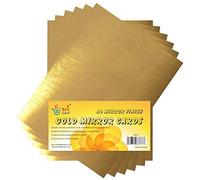 A4 250gsm Silver and Gold Shimmering Mirror Finish Mirror Cards (Gold- [PK-10])