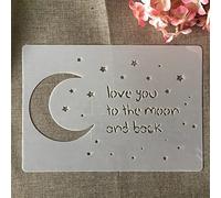 A4 29cm Love You to The Moon and Back Reusable Painting Stencils Love Home Template for Painting on Wood,Porch,Front Door,Wall Home Décor