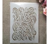 A4 29cm Sea Wave Texture Stencils for Painting on Wood,Stencil Kit for Painting on Wall Canvas,Reusable Stencils for Door Home Decoration