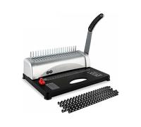 A4/3 Paper Binding Machine, 21 Hole Binding Machine, Comb Binding Machine, with 6/10mm PVC Comb Ring (100 Each), 12 Holes Per Time, Suitable for Office