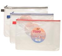 A4+ (36cm X 26cm) Tuff Bags Clear Reinforced Storage Folder Zippa Zip Wallets Case Water Resistant (Pack Of 3)