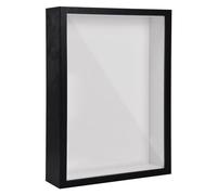 A4 3D Shadow Box Frame, 22.7x31.4cm 3D Picture Frame Shadow Deep Box for Wall and Tabletop, Wooden 3D Photo Frame Display Box for Medal Flower Tickets Crafts Memorabilia (Black 5 cm)