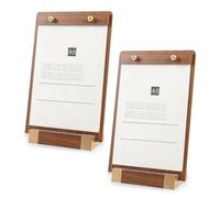 A4/45 Mini Clipboard, 2 Pcs Table Menus Stands, Small Clipboards with Wood Base, A5 Menu Holder Wooden Base, A4 Table Sign Holder Stand, L-Shape A4 Menu Holders for Restaurants Hotel (A5)