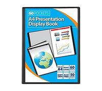 A4 60 Pocket (120 Views) Presentation Display Book Folder Portfolio for Business, Professionals, Students, Projects, School and Colleges- Black