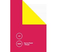 A4 6mm Narrow Ruled + Margin: Versatile Large Format Notebook / Lined Exercise Book with Margins