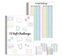 A4 75 Target Soft Challenge Planner Notebook, 75 Easy Soft Challenge Tracker Planner Journal Bundle Editable, Spiral Weekly and Monthly Calendar Planners Note Book for Daily Work, Meal, Reading