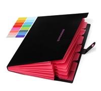 A4 8 Pocket Expanding File Folder Document Folder with Closure Black with Pink File Folder
