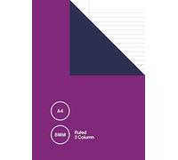 A4 8mm Ruled 2 Column: Simple Notebook / Exercise Book with Two Columns | Accounting / Language Vocabulary Journal