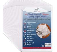A4 90gsm Tracing Paper Sheets Printable Tracing Paper Acid Free High Transparency Technical Drawing Paper for Drawing Sketching Dressmaking 210 X 297mm (A4 Size - 90gsm Mediumweight - 50 Sheets)