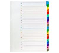 A4 A-Z Alphabetical 20 Part File Subject Dividers (3 Pack) Mylar Reinforced Plastic Multi Coloured Index Tabs Multi Punched