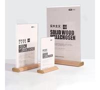 A4 / A5 / A6 Acrylic Sign Holder Display Stand Acrylic Sign Holder Display Stand Table Stands For Display Picture Holders For Tables Clear Display Stand Paper Stand Flyer Holder,solid Wood Base(1 Pcs)