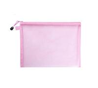 A4/A5/A6 Mesh Zipper Pouch Clear Document Bag Book File Folders, Stationery Document Bag Cosmetic Bag, Mesh Zipper Case(Pink A4)