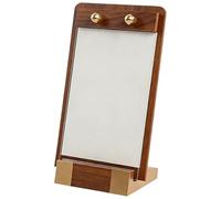 A4/A5/A6 Mini Clipboard, Table Menus Stands, Small Clipboards with Wood Base, Menu Holder Wooden Base, Table Sign Holder Stand, Solid Wood Standing Sign for Restaurants Hotel(1pcs,Vertical(A6))