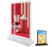 A4/A5 Desktop Advertising Led Light Box - Dual-sided, Plastic Display Stand for Ads, Rechargeable, Table Menu Stand, Illuminated Photo Frame, 8 Hours of Battery Life white A4