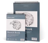 A4 & A5 Sketch Book Set of 2, 80 lb/120 GSM Top Spiral Bound Sketch Pad, 75 Sheets Thick Paper Hardcover Art Sketchbook for Drawing Sketching Painting Beginners Artists (A)