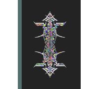 A4 Abstract printed Pin Stripes - Notebook - Cartoon negative multi colour swirl + White on Black: lined paper 106 pages