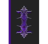 A4 Abstract printed Pin Stripes - Notebook - Universe Purple + White on Black: lined paper 106 pages