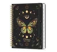 A4 Academic Diary 2025-2026 Week to View, Daily Weekly Planner 10.86" x 8.5" with Tabs, Spiral School Year Monthly Calendar Diary from JUL.2025 to JUN.2026 for Student and Teacher (Green Butterfly)