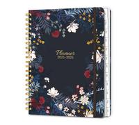 A4 Academic Diary 2025-2026 Week to View, Daily Weekly Planner 8.5" x 11" with Tabs, Spiral School Year Monthly Calendar Diary from JUL.2025 to JUN.2026 for Student and Teacher (Black Bloss)