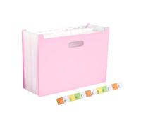 A4 Accordion Folder Clear Index Labels Expanding Document Folder File Organizer Desk Management for Office File Cabinet(Pink)