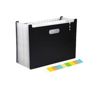 A4 Accordion Folder Clear Index Labels Expanding Document Folder File Organizer Desk Management for Office File Cabinet(Black)