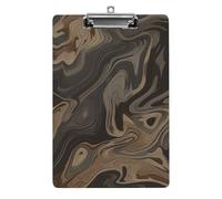 A4 Acrylic Clipboard - Durable & Portable Clip Board with Metal Hanger for Wall, Holds Up to 100 Sheets, Gray Wooden Surface Clipboard for Teacher, Office, Nurse