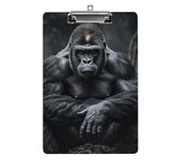 A4 Acrylic Clipboard - Durable & Portable Clip Board with Metal Hanger for Wall, Holds Up to 100 Sheets, Gorilla on The Ground Clipboard for Teacher, Office, Nurse