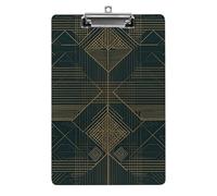 A4 Acrylic Clipboard - Durable & Portable Clip Board with Metal Hanger for Wall, Holds Up to 100 Sheets, Green and Brown Pattern Clipboard for Teacher, Office, Nurse