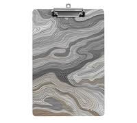 A4 Acrylic Clipboard - Durable & Portable Clip Board with Metal Hanger for Wall, Holds Up to 100 Sheets, Gray Wooden Texture Clipboard for Teacher, Office, Nurse