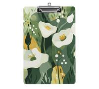 A4 Acrylic Clipboard - Durable & Portable Clip Board with Metal Hanger for Wall, Holds Up to 100 Sheets, Green and Dark Gold Clipboard for Teacher, Office, Nurse
