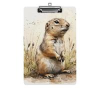 A4 Acrylic Clipboard - Durable & Portable Clip Board with Metal Hanger for Wall, Holds Up to 100 Sheets, Gopher and Grass Clipboard for Teacher, Office, Nurse