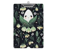 A4 Acrylic Clipboard - Durable & Portable Clip Board with Metal Hanger for Wall, Holds Up to 100 Sheets, Lily of The Valley Pattern Clipboard for Teacher, Office, Nurse