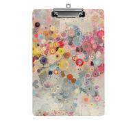 A4 Acrylic Clipboard - Durable & Portable Clip Board with Metal Hanger for Wall, Holds Up to 100 Sheets, Many Colored Circles Clipboard for Teacher, Office, Nurse