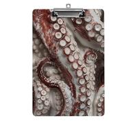A4 Acrylic Clipboard - Durable & Portable Clip Board with Metal Hanger for Wall, Holds Up to 100 Sheets, Octopus Tentacles Pictures Clipboard for Teacher, Office, Nurse