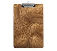 A4 Acrylic Clipboard - Durable & Portable Clip Board with Metal Hanger for Wall, Holds Up to 100 Sheets, Smooth Wood Texture Clipboard for Teacher, Office, Nurse