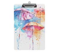 A4 Acrylic Clipboard - Durable & Portable Clip Board with Metal Hanger for Wall, Holds Up to 100 Sheets, Three Umbrellas Clipboard for Teacher, Office, Nurse