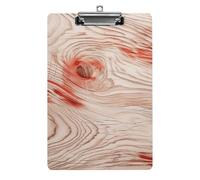 A4 Acrylic Clipboard - Durable & Portable Clip Board with Metal Hanger for Wall, Holds Up to 100 Sheets, White Wooden Surface Clipboard for Teacher, Office, Nurse