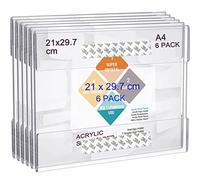 A4 Acrylic Frame Wall Sign Holder, 6pcs Perspex Self Adhesive Wall Poster Display Holder with 3M Tape Without Drilling, Memo Documents Menu Holders for Office, Home, Store, Restaurant