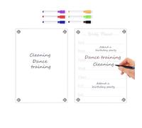 A4 Acrylic Magnetic Weekly Planner Board, 3D Clear Dry Erase Memo Board for Refrigerator with Strong Magnets and 6 Colorful Erasable Markers