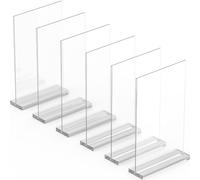 A4 Acrylic Sign Holder - 6 Pack, Sleek and Versatile, Polished Edges, Double-Sided Frame, Easy Photo Change, Acrylic Leaflet Display Stand. Ideal for Photos, Signs, Menus, and Tabletop Displays
