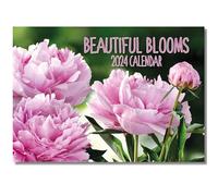 A4 Beautiful Blooms Calendar 2024. One Month to View. UK, Scotland, RoI & N Ireland Bank Holidays. Wall Calendar by Absolutely Yours.