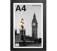 A4 Black Photo Frame - Modern A4 Frame for Certificates, Pictures & Prints, Wall Hanging (Portrait or Landscape), Document & Poster Frame UK