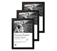 A4 Black Picture Frame Set of 3, Perfect for Displaying A4 Picture Gallery Walls, Posters, Photos, Artwork, or Prints, Black